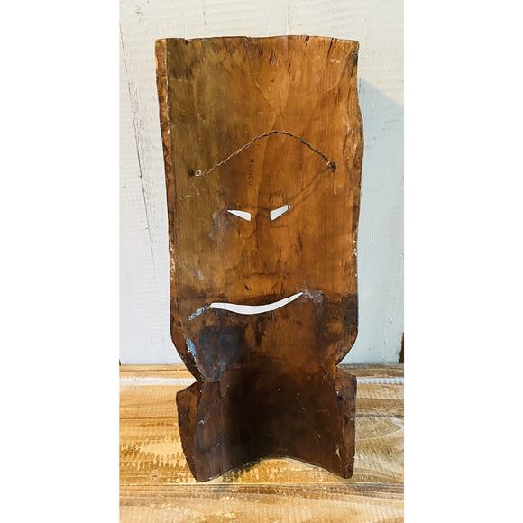 Vintage Hand Carved Wooden Folk Art Face Mask Mexico 18" Tall - Picture 7 of 11